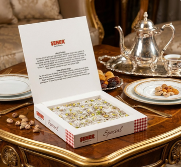 Şener Çifte Kavrulmuş Antep Fıstıklı Hindistan Cevizli Hediyelik Lokum 500 Gr
