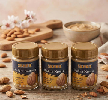 3'lü Set Parçacıklı Badem Kreması %35 Badem 330 gr