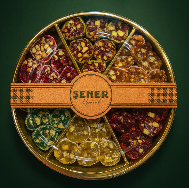 250 gr Fıstıklı Fitil Lokum Yuvarlak Kutu