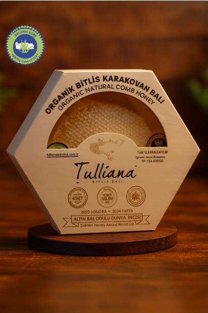 Organik Sertifikalı Polifloralı Karakovan Petek Balı Ahşap 1000 gr