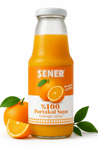 %100 Portakal Suyu Cam Şişe Meyve Suyu 1 lt