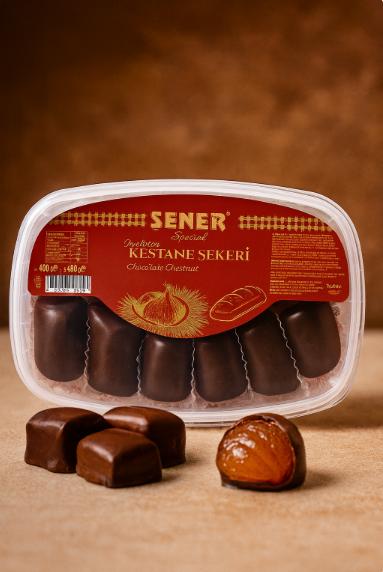Kestane Şekeri Pvc Ambalaj Çikolata Kaplı Bürüt 450 gr