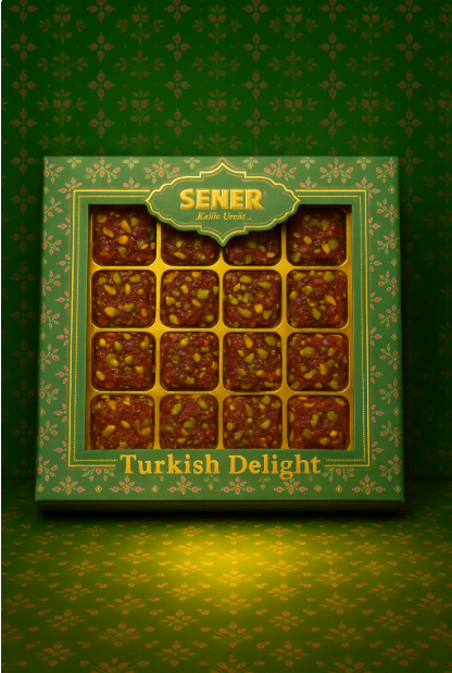 350 gr Antep Fıstıklı File Fıstık Kaplamalı Narlı Hediyelik Lokum