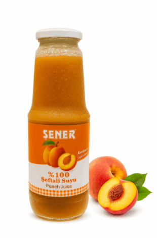%100 Şeftali Suyu Cam Şişe Meyve Suyu 1 lt