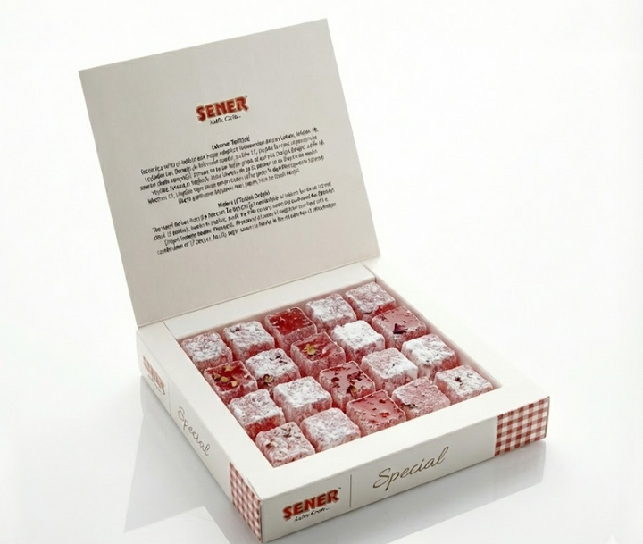 Güllü Lokum | Gül Aromalı Pudra Kaplı Lokum 500 gr