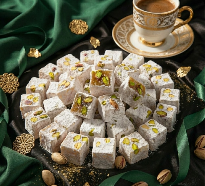 Pudralı Antep Fıstıklı Çifte Kavrulmuş Lokum  500 gr