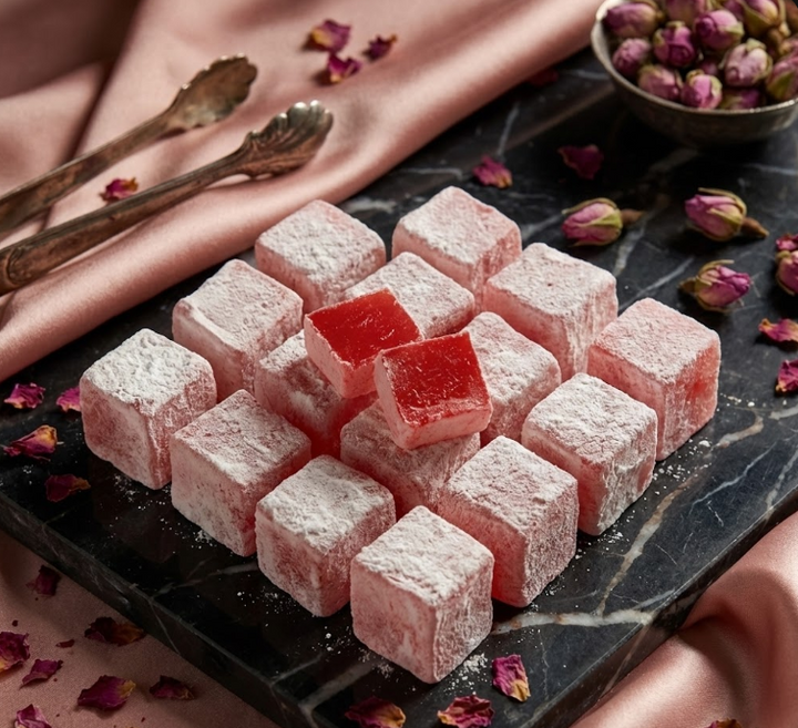 Güllü Lokum | Gül Aromalı Pudra Kaplı Lokum 500 gr