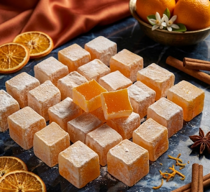 Portakallı Lokum | Narenciye Aromalı Pudra Kaplı Lokum 500 gr