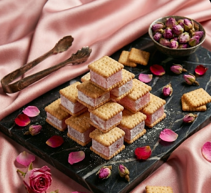 Mini Güllü Kıstırma Lokum | Bisküvili Gül Aromalı Lokum 500 Gr