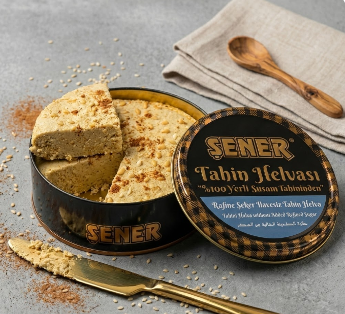 Rafine Şeker İlavesiz Yerli Susam Tahin Helvası Sade 500 gr Teneke Ambalaj