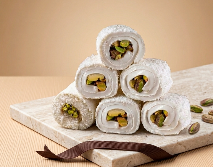 Osmanlı Fıstıklı Hindistan Cevizli Sarma Kesme Lokum 500 gr Taze Butik Lokum