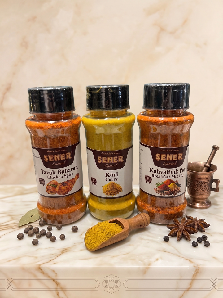 ŞENER Special Gurme Lezzet Baharat Seti | Tavuk Baharatı, Köri ve Kahvaltılık Baharat