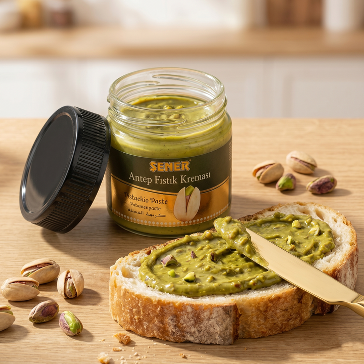 Şener Special Parçacıklı Antep Fıstığı Kreması %19 Fıstık Oranlı 200 gr Katkısız Koruyucusuz