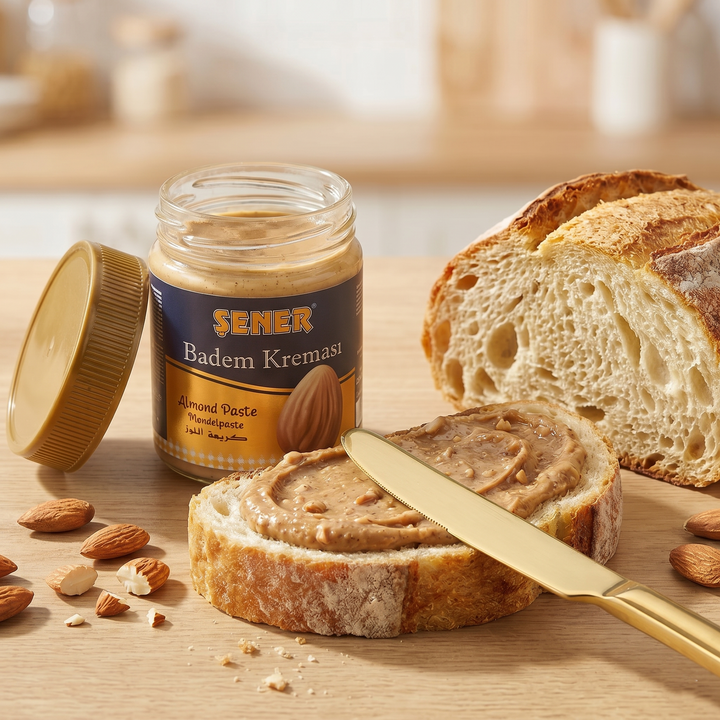 Şener Special Parçacıklı Badem Kreması %35 Badem Oranlı 330 gr Katkısız Koruyucusuz