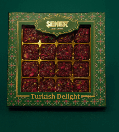 Antep Fıstıklı Gül Yaprak Kaplı Narlı 350 gr Hediyelik Lokum