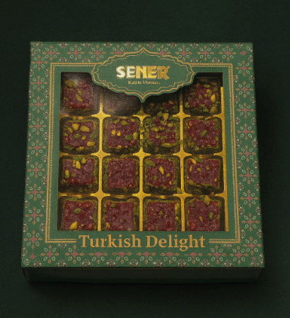 Antep Fıstıklı File Fıstık Kaplamalı Narlı 350 gr Hediyelik Lokum