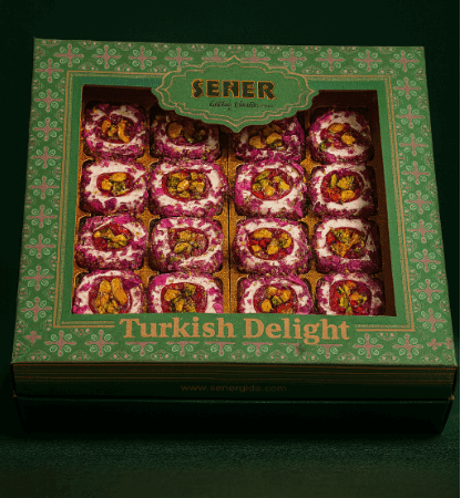 Antep fıstıklı gül yaprak kaplamalı narlı lokum 350 gr hediyelik