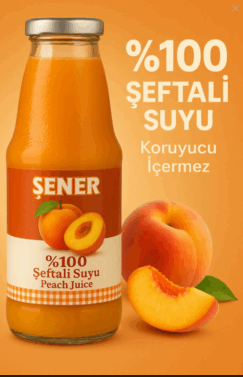 %100 Şeftali Suyu Cam Şişe Meyve Suyu 1 lt