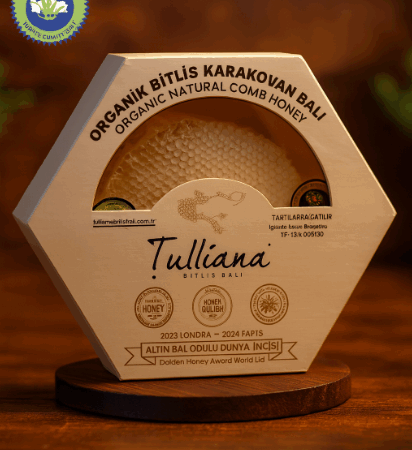 Organik Sertifikalı Polifloralı Karakovan Petek Balı Ahşap 1000 gr 