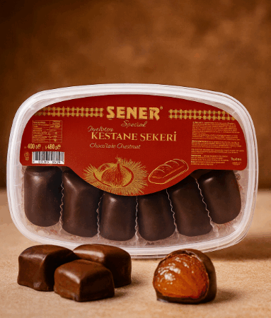 Kestane Şekeri Pvc Ambalaj Çikolata Kaplı Bürüt 450 gr